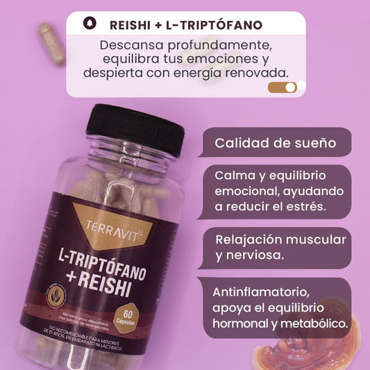 REISHI + L - TRIPTÓFANO - 60 Cápsulas - TerraVit