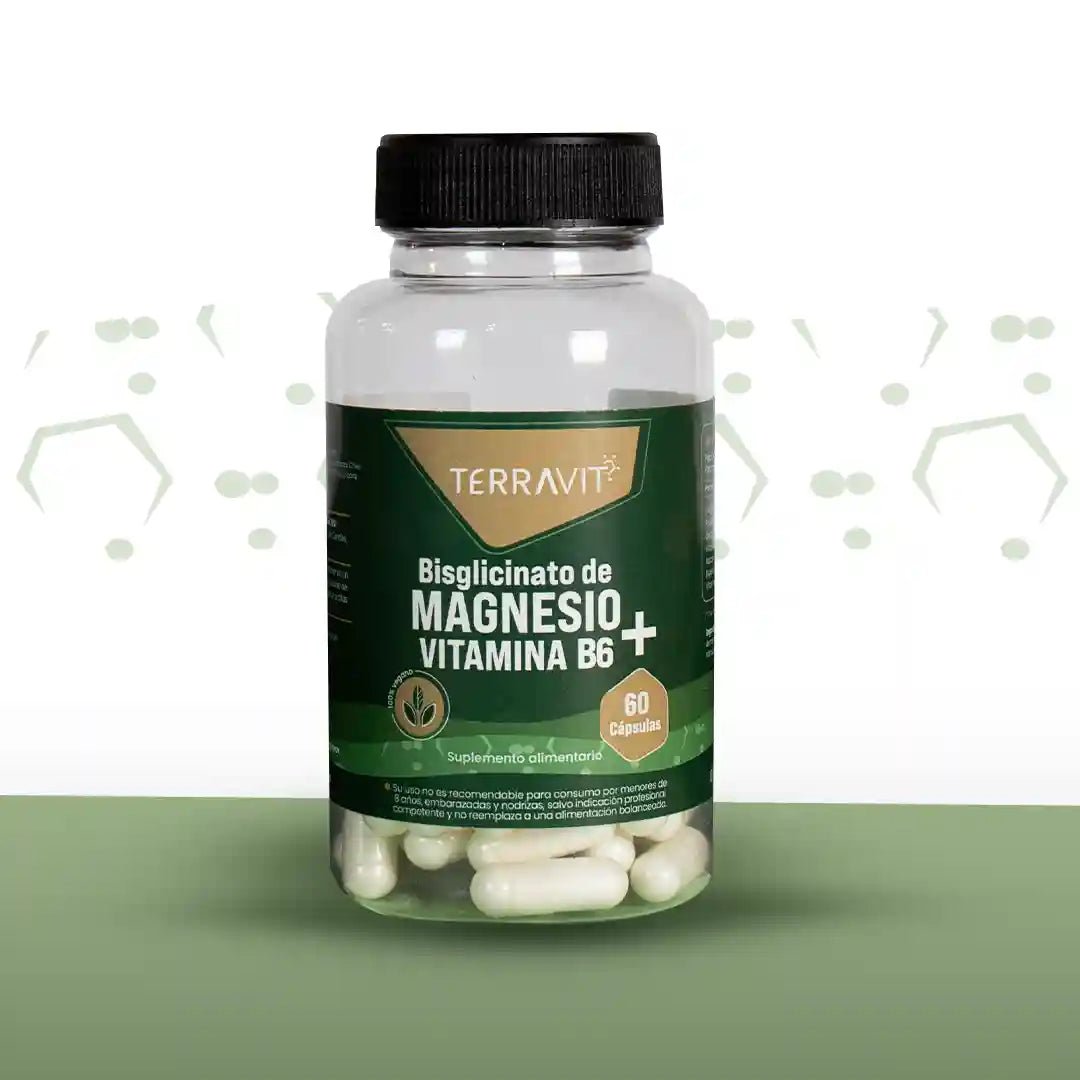 BISGLICINATO DE MAGNESIO + VITAMINA B6 - 60 Cápsulas - TerraVit