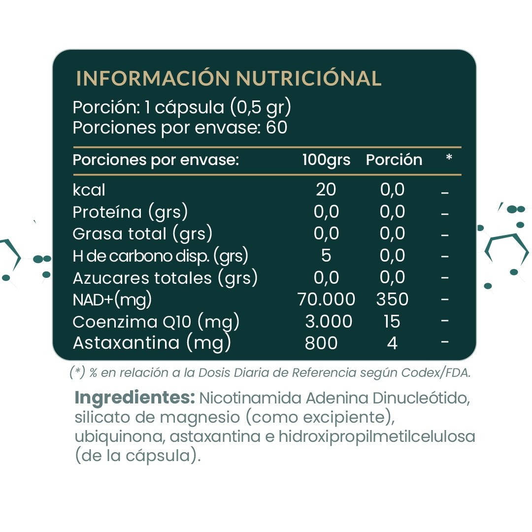 NAD⁺ + Astaxantina + Coenzima Q10 - 60 Cápsulas - TerraVit